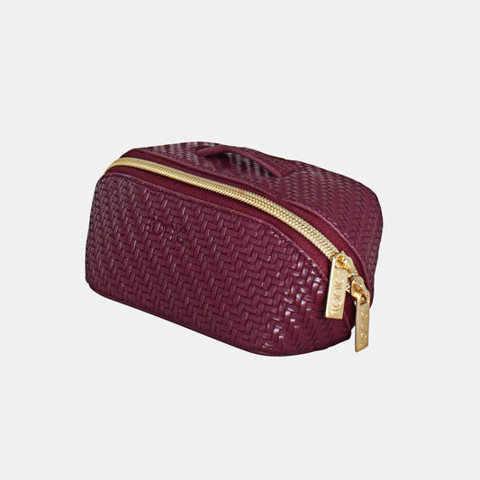 Tonic Beauty Bag - Herringbone - Plum - Small - Isabel Harris