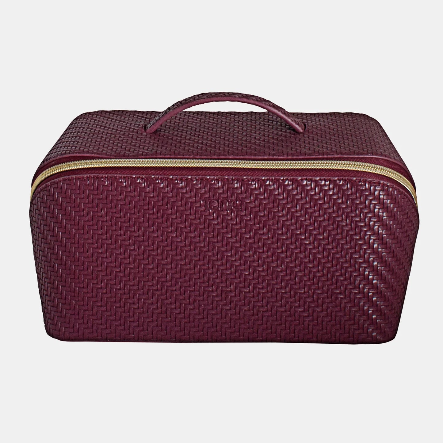 Tonic Beauty Bag - Herringbone - Plum - Large - Isabel Harris