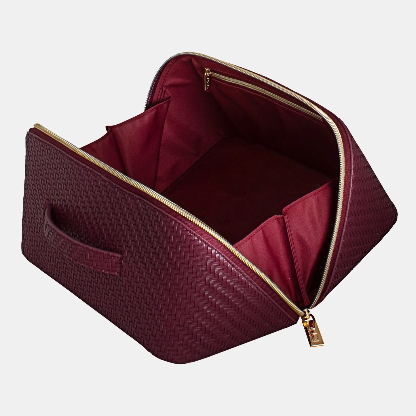 Tonic Beauty Bag - Herringbone - Plum - Large - Isabel Harris