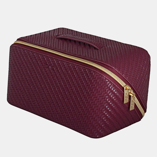 Tonic Beauty Bag - Herringbone - Plum - Large - Isabel Harris