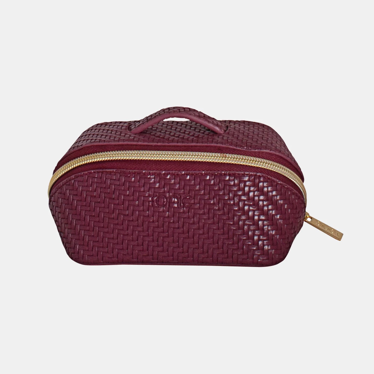 Tonic Beauty Bag - Herringbone - Plum - Small - Isabel Harris