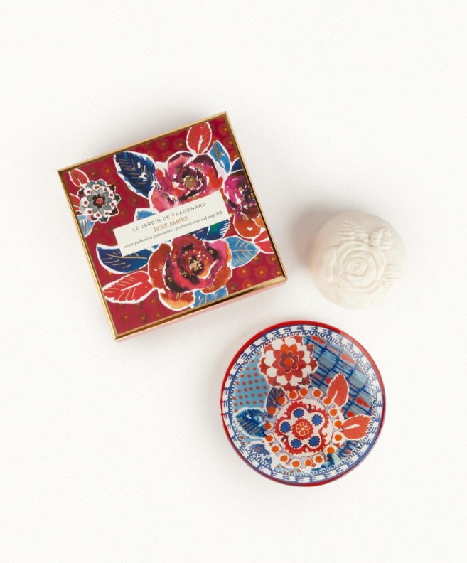 Fragonard Rose Ambre Soap & Dish Set