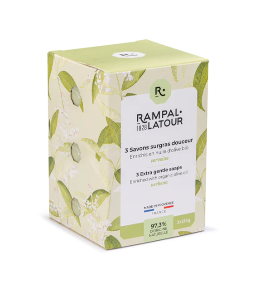 Rampal Latour Boxed Soap - Verveine Olive - 3 x 125g - Isabel Harris