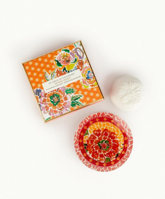 Fragonard Tilleul Cedrat Soap & Dish Set
