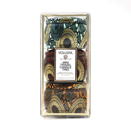 Voluspa Candle Baltic Amber, French Cade & Lavender, Goji & Tarocco Orange Decorative Tin Trio - Isabel Harris