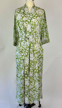 Cotton Dressing Gown - Green & White Floral - Isabel Harris