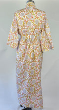 Cotton Dressing Gown - Yellow/Salmon + Grey - Isabel Harris