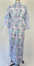 Cotton Dressing Gown - Blue & Purple Paisley Print - Isabel Harris