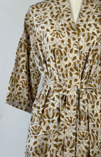 Cotton Dressing Gown - Mustard & Cream - Isabel Harris