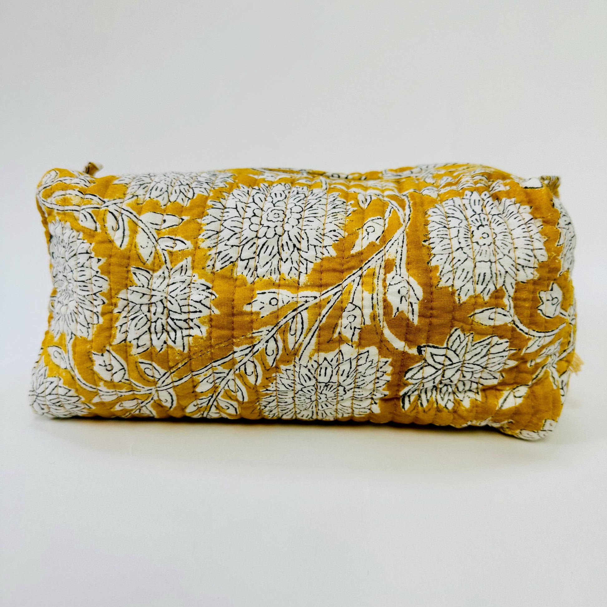 Quilted Cotton Toilet Bag - Yellow + White - Isabel Harris
