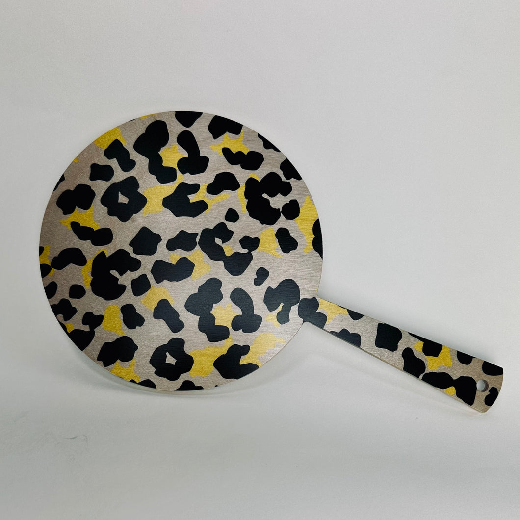 Hand mirror decorated timber - Cheetah Black/Yellow - Isabel Harris