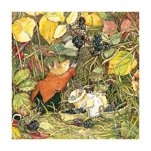 Greeting Card - Mice picking Blackberries - Isabel Harris