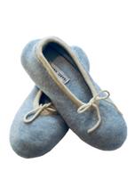 Cashmere Ballet Slippers Soft Blue with cream trim - Isabel Harris